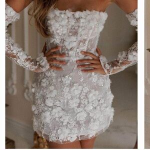 Rosieetienne Isabelle Elegant White Floral Lace Dress Wedding